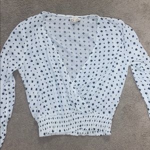 White and blue blouse